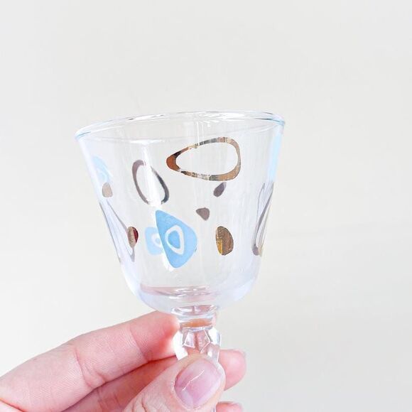 Federal Glass 1950s Amoeba stem glassware. 4 piece set. Cocktail party - Picture 5 of 6